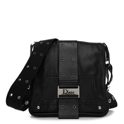 CHRISTIAN DIOR Calfskin Street Chic Messenger Black